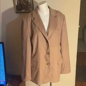 L.L. Bean Flawed Wool/Cashmere Blend Classic Tan Women's Blazer